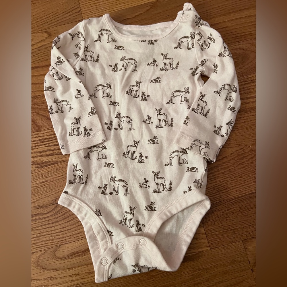 Black and white deer onesie for baby.